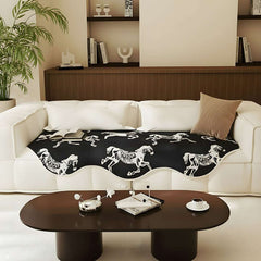 SOGA Four-Seater Black Horse Print 90x260cm Throw Blanket Sofa Cover $ 144
