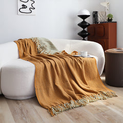 SOGA Mustard Yellow Throw Blanket 127x170cm Soft Acrylic