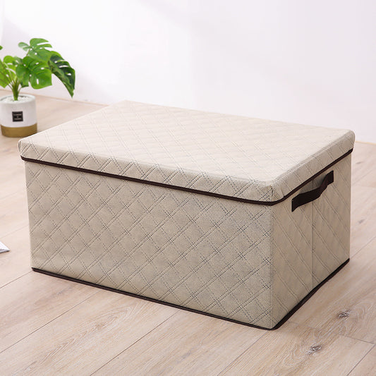 SOGA Extra Large Beige Non-Woven Diamond Quilt Grid Fabric Storage/Organizer Box