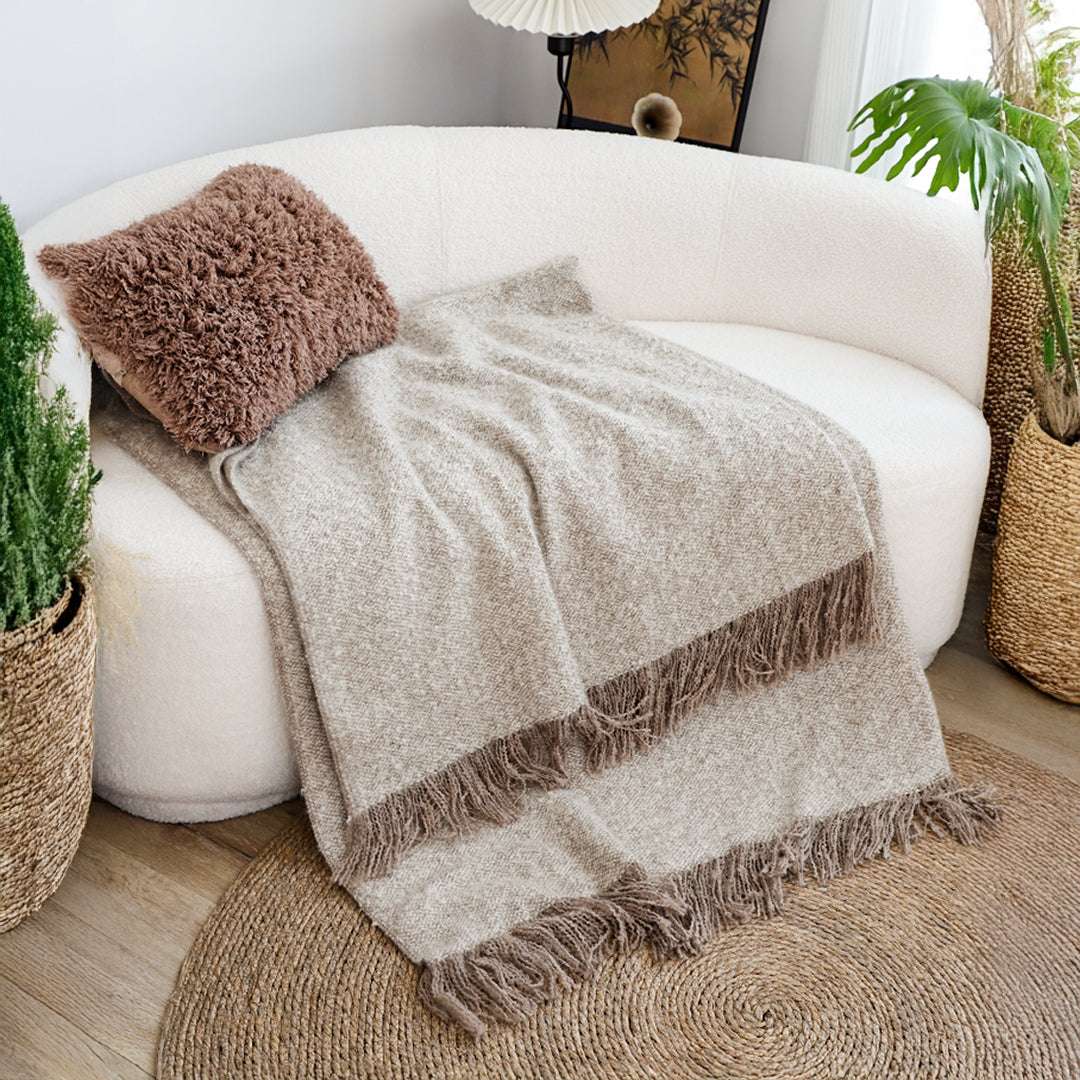 SOGA 160x200cm Coffee Blanket – Vintage Tassel Throw for Rustic Comfort $ 88