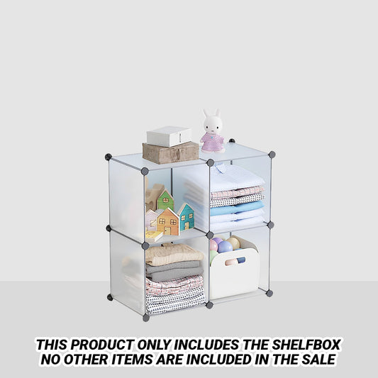 SOGA 4-Cube Transparent Shelf Box Portable Cubby DIY Storage Shelves Modular Closet Organiser