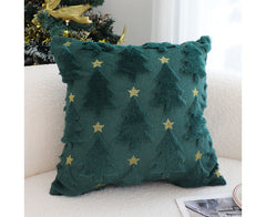 SOGA 45cm Festive Teal Christmas Tree Gold Star Holiday Throw Pillow