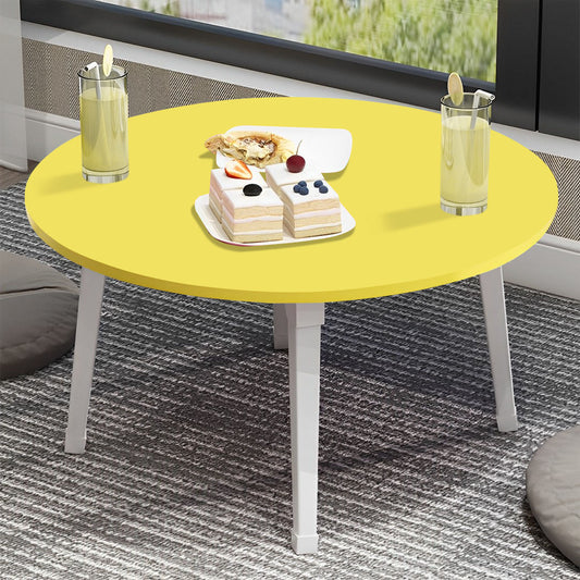 SOGA 2X Yellow Portable Floor Table Small Round Space-Saving Mini Desk Home Decor