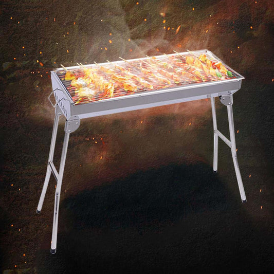 SOGA 2x Skewers Grill Portable Stainless Steel Charcoal BBQ Outdoor 6-8 Persons