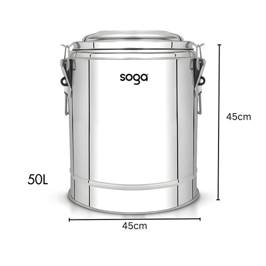 SOGA 2X 50L Stainless Steel Insulated Stock Pot Hot & Cold Beverage Container