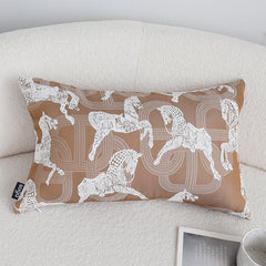 SOGA 35cm Bohemian Camel Brown White Horse Pattern Throw Pillow