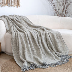 SOGA Soft Light Beige Tassel Throw Blanket 160x200cm Soft Polyester
