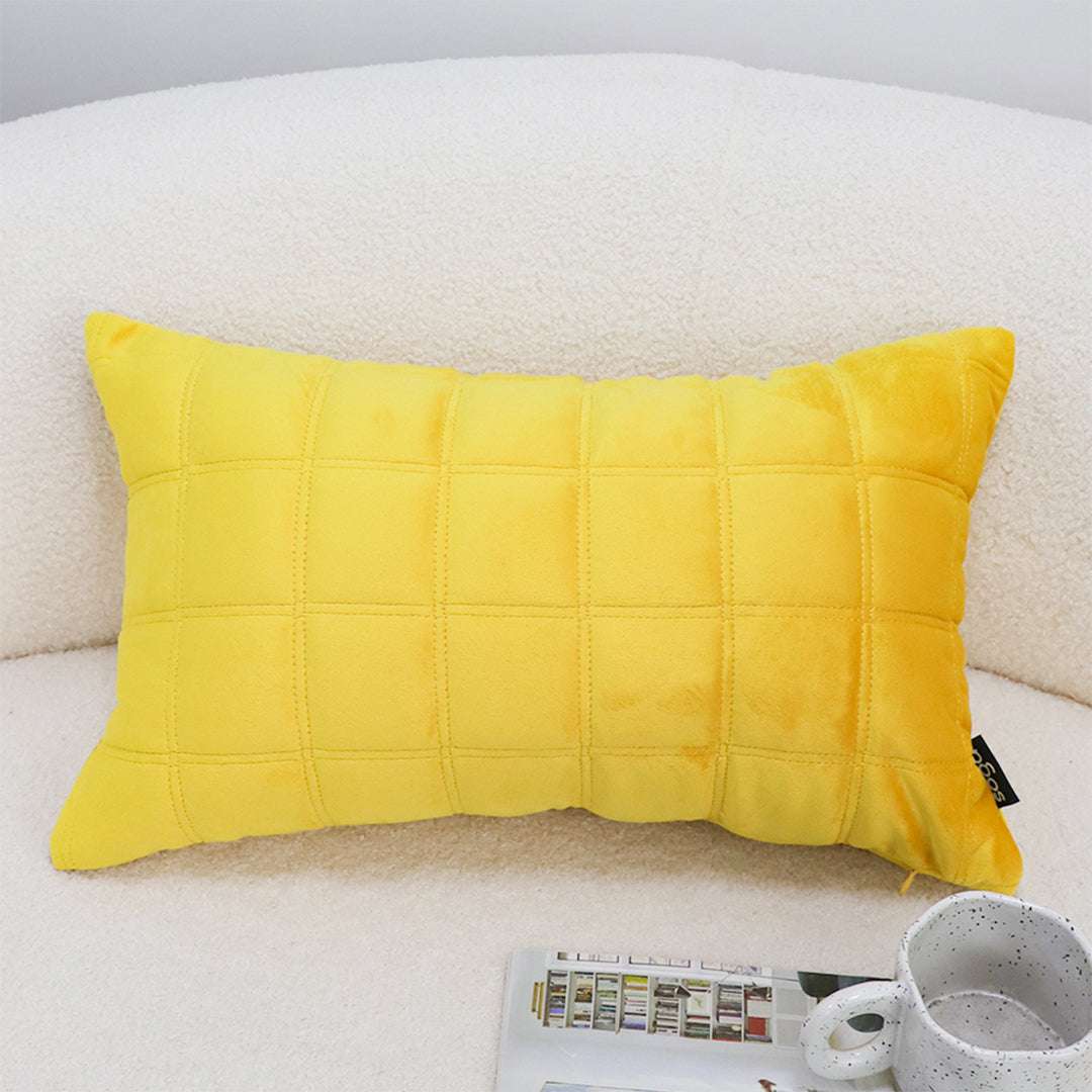 SOGA 30cm Yellow Quilted Grid Pattern Decorative Throw Pillow $ 61