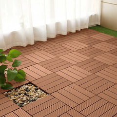 SOGA 11 pcs Red Brown DIY Wooden Composite Decking Tiles Garden Outdoor Backyard Flooring Home Decor
