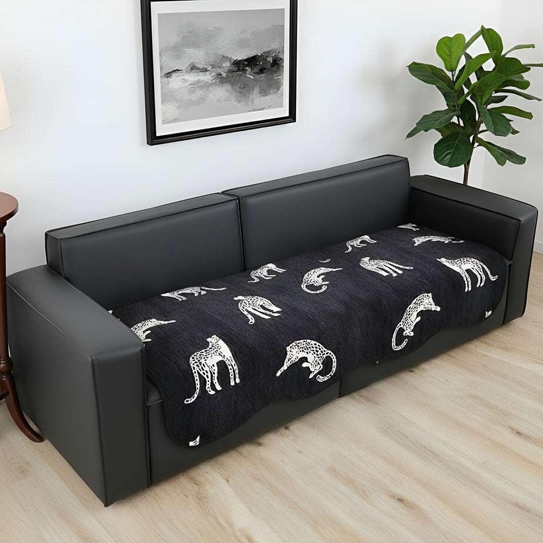 SOGA Four-Seater Black Leopard Print 90x260cm Throw Blanket Sofa Cover $ 122