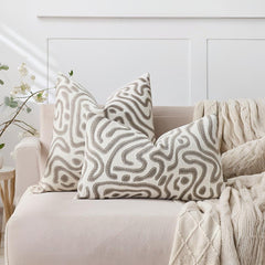 SOGA 30cm Gray White Abstract Swirl Pattern Decorative Throw Pillow