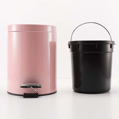 SOGA Foot Pedal Stainless Steel Rubbish Recycling Garbage Waste Trash Bin Round 7L Pink