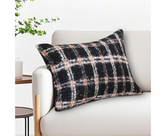 SOGA 35cm Modern Plaid Pattern Blush Pink Gray Decorative Throw Pillow