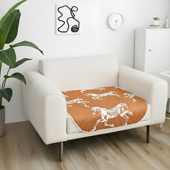 SOGA One-Seater Orange Horse Print 90x90cm Throw Blanket Sofa Cover