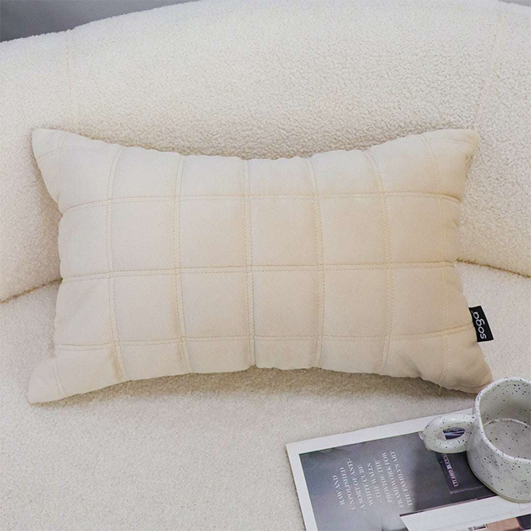 SOGA 30cm Beige Quilted Grid Pattern Decorative Throw Pillow $ 61