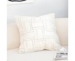 SOGA 45cm Bohemian Cream Tufted Grid Pattern Decorative Throw Pillow