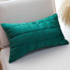 SOGA 30cm Green Velvet Quilted Grid Pattern Decorative Throw Pillow $ 61