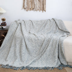 SOGA Light Blue-Gray Tassel Throw Blanket 160x200cm Soft Polyester