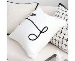SOGA 45cm Minimalist White Script Letter Embroidered Throw Pillow
