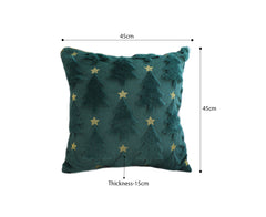 SOGA 45cm Festive Teal Christmas Tree Gold Star Holiday Throw Pillow