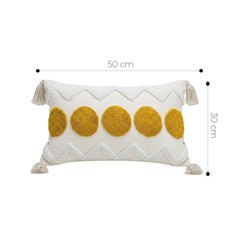 SOGA 30cm Cream Yellow Circle Pom Chevron Tassel Decorative Pillow $ 72