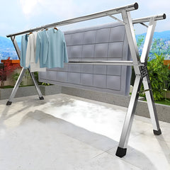 SOGA 2.0m Portable Standing Clothes Drying Rack Foldable Space-Saving Laundry Holder 3 Poles