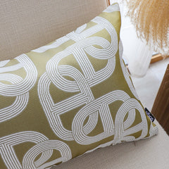 SOGA 35cm Artistic Olive Green White Geometric Pattern Throw Pillow