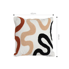 SOGA 45cm Cream Black Geometric Squiggly Pattern Throw Pillow