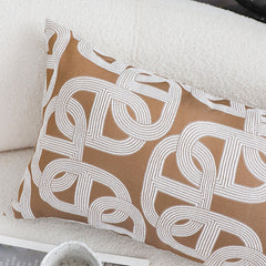 SOGA 35cm Artistic Camel Brown White Geometric Pattern Throw Pillow