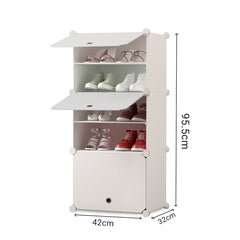 SOGA 5 Tier White Shoe Rack Organizer Sneaker Footwear Storage Stackable Stand Cabinet Portable Wardrobe with Cover