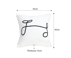 SOGA 45cm Minimalist White Script Letter Embroidered Throw Pillow