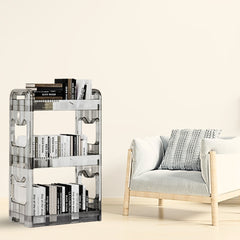 SOGA 2X 38x24cm Clear 3 Tier Bookshelf & Cosmetic Storage Organizer Trolley Rack