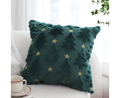SOGA 45cm Festive Teal Christmas Tree Gold Star Holiday Throw Pillow