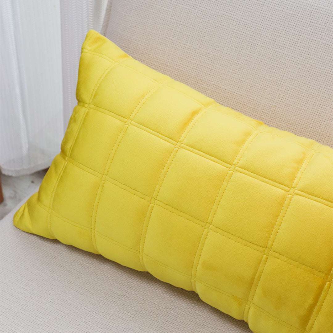 SOGA 30cm Yellow Quilted Grid Pattern Decorative Throw Pillow $ 61