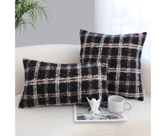 SOGA 35cm Modern Plaid Pattern Blush Pink Gray Decorative Throw Pillow