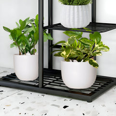 SOGA 2X 8 Tier 9 Pots Black Metal Plant Stand Flowerpot Display Shelf Rack Indoor Home Office Decor