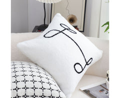 SOGA 45cm Minimalist White Script Letter Embroidered Throw Pillow