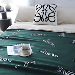 SOGA Forest Green Zebra Print Throw Blanket 130x180cm Acrylic