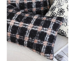 SOGA 35cm Modern Plaid Pattern Blush Pink Gray Decorative Throw Pillow