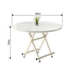 SOGA White Dining Table Portable Round Surface Space Saving Folding Desk Home Decor