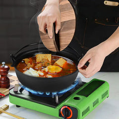 SOGA 29cm Cast Iron Japanese Style Sukiyaki Tetsu Nabe Shabu Hot Pot with Wooden Lid