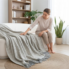 SOGA Soft Light Beige Tassel Throw Blanket 160x200cm Soft Polyester