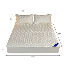 SOGA White 138cm Wide Cross-Hatch Mattress Cover Thick Quilted Stretchable Bed Spread Sheet Protector with Pillow Covers