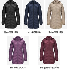 Anychic Womens Padded Puffer Jacket Small Purple Ultralightweight Long Parka With Detachable Hood Outdoor Warm Clothes