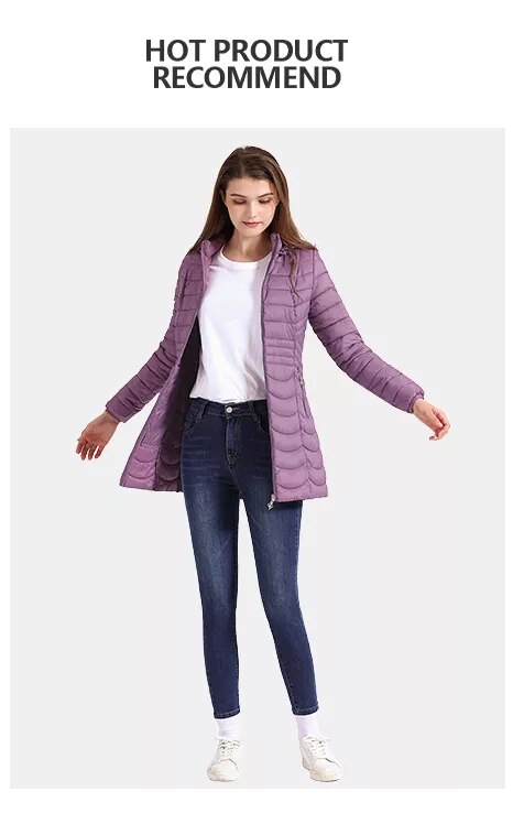 Anychic Womens Padded Puffer Jacket Medium Purple Ultralight Coat With Detachable Hood Lightweight Outwear Clothing