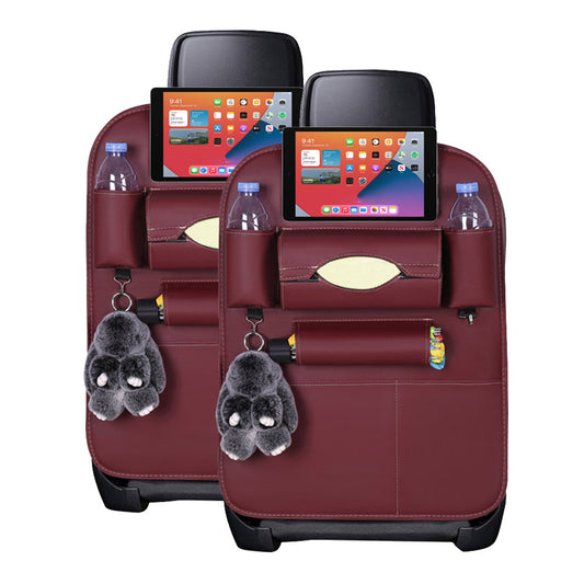 SOGA 2X PVC Leather Car Back Seat Storage Bag Multi-Pocket Organizer Backseat and iPad Mini Holder Red
