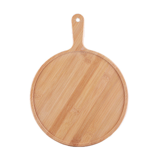 SOGA 8 inch Blonde Roound Premium Wooden Serving Tray Board Paddle with Handle Home Decor