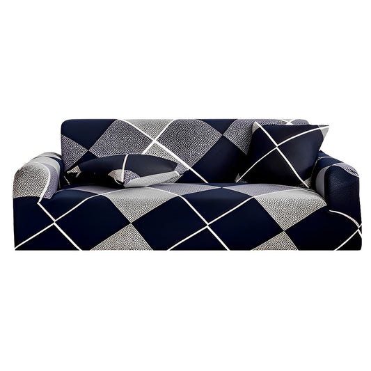 SOGA 4-Seater Checkered Sofa Cover Couch Protector High Stretch Lounge Slipcover Home Decor