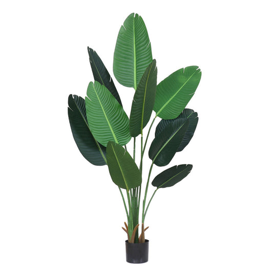 SOGA 180cm Artificial Bird of Paradise Plants Fake Tropical Palm Tree with 10 in Pot and Woven Seagrass Belly, Home Decor