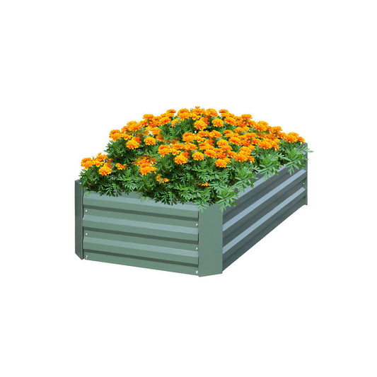 SOGA 120X60cm Rectangle Galvanised Raised Garden Bed Vegetable Herb Flower Outdoor Planter Box